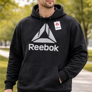 Reebok Delta Fleece Hoody Sweatshirt Mens 3XL Black Classic Logo New With Tags
